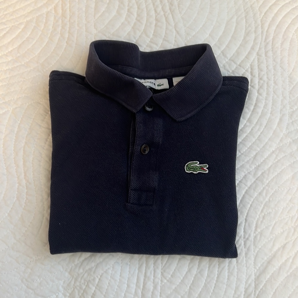 Boys Lacoste navy short sleeve shirt size 6